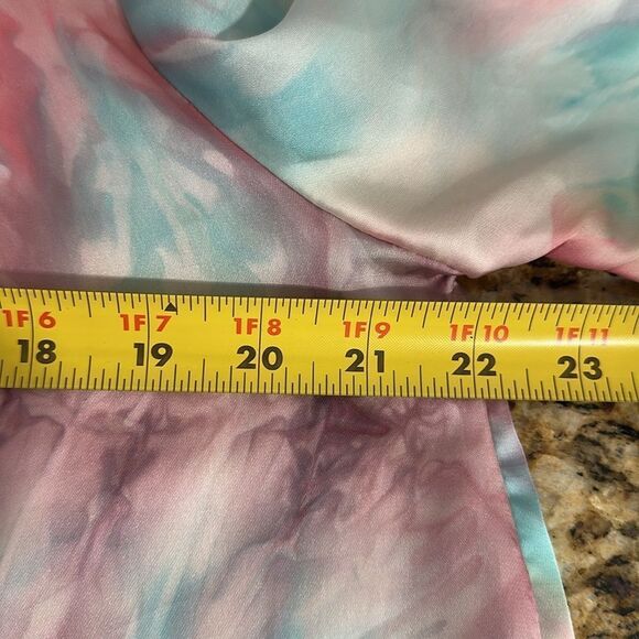 Adrienne Tie Front Watercolor Tie Dye Boho V-neck Blouse Top Size L - Picture 6 of 7
